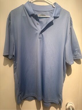 PGA Tour Champion Men's Light Blue Striped Polo Shirt Large
